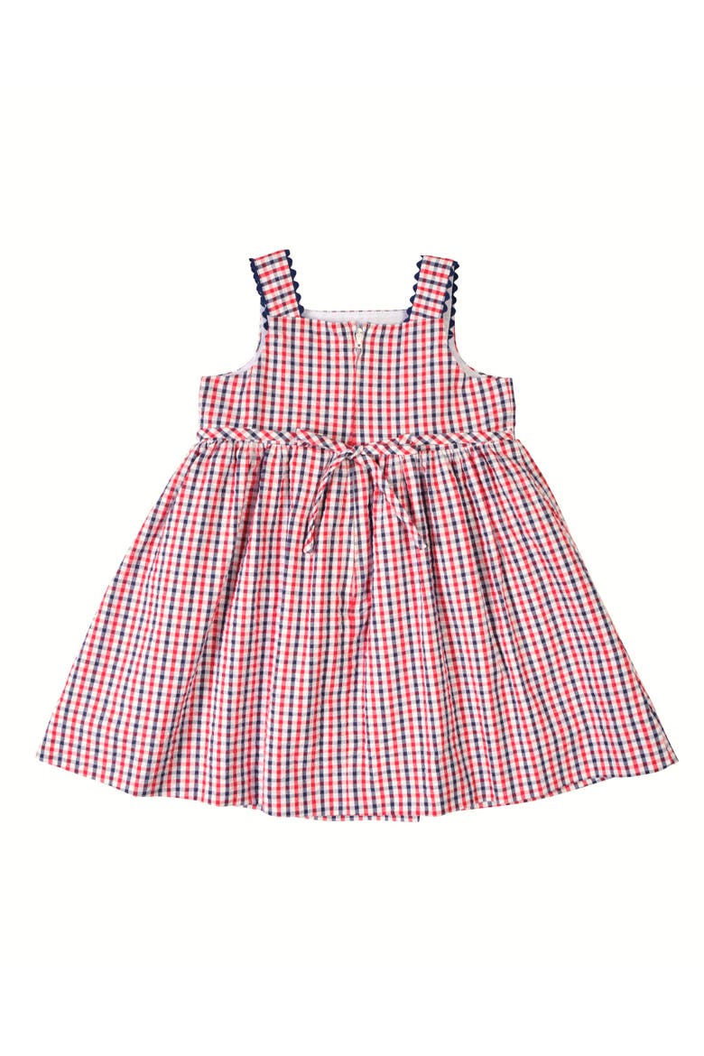 Plaid Seersucker Dress With Flowers, Alternate, color, Navy/White/Red