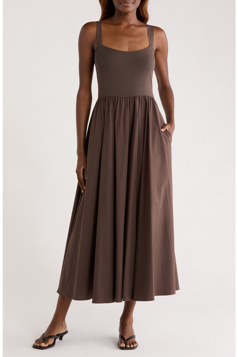 Fit & Flare Sundress, Main, color, CHOCOLATE