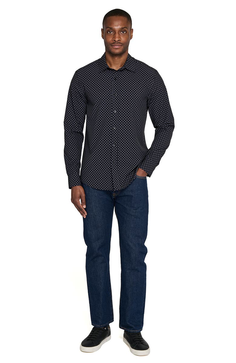 W.R.K Basic Slim Fit Black Micropaisley Performance Button-Up Shirt, Alternate, color, Black