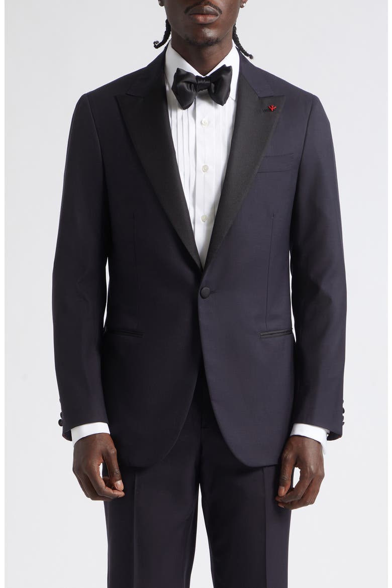 Sanita Super 160s Wool Peak Lapel Tuxedo, Alternate, color, NAVY