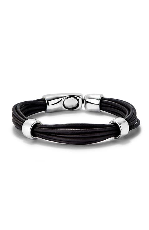 Multi Strand Leather Bracelet With 2 Circles