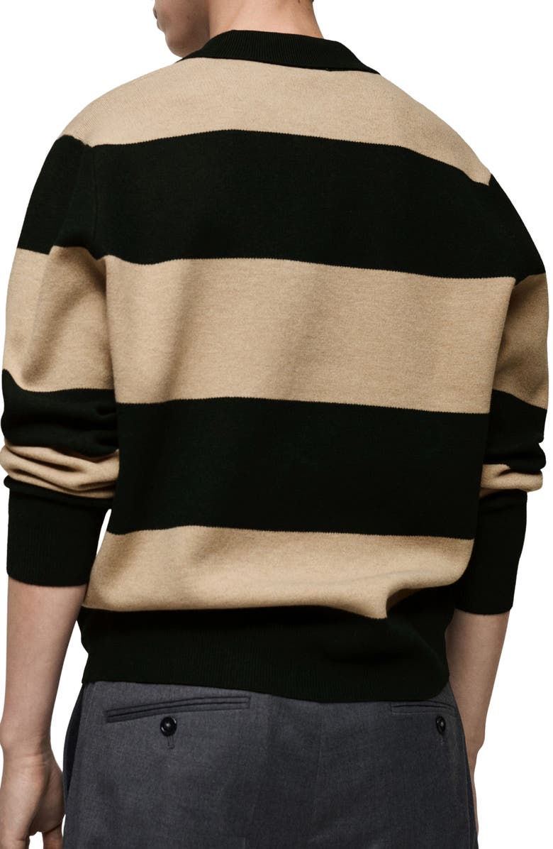 MANGO Stripe Polo Sweater, Alternate, color, Dark Green