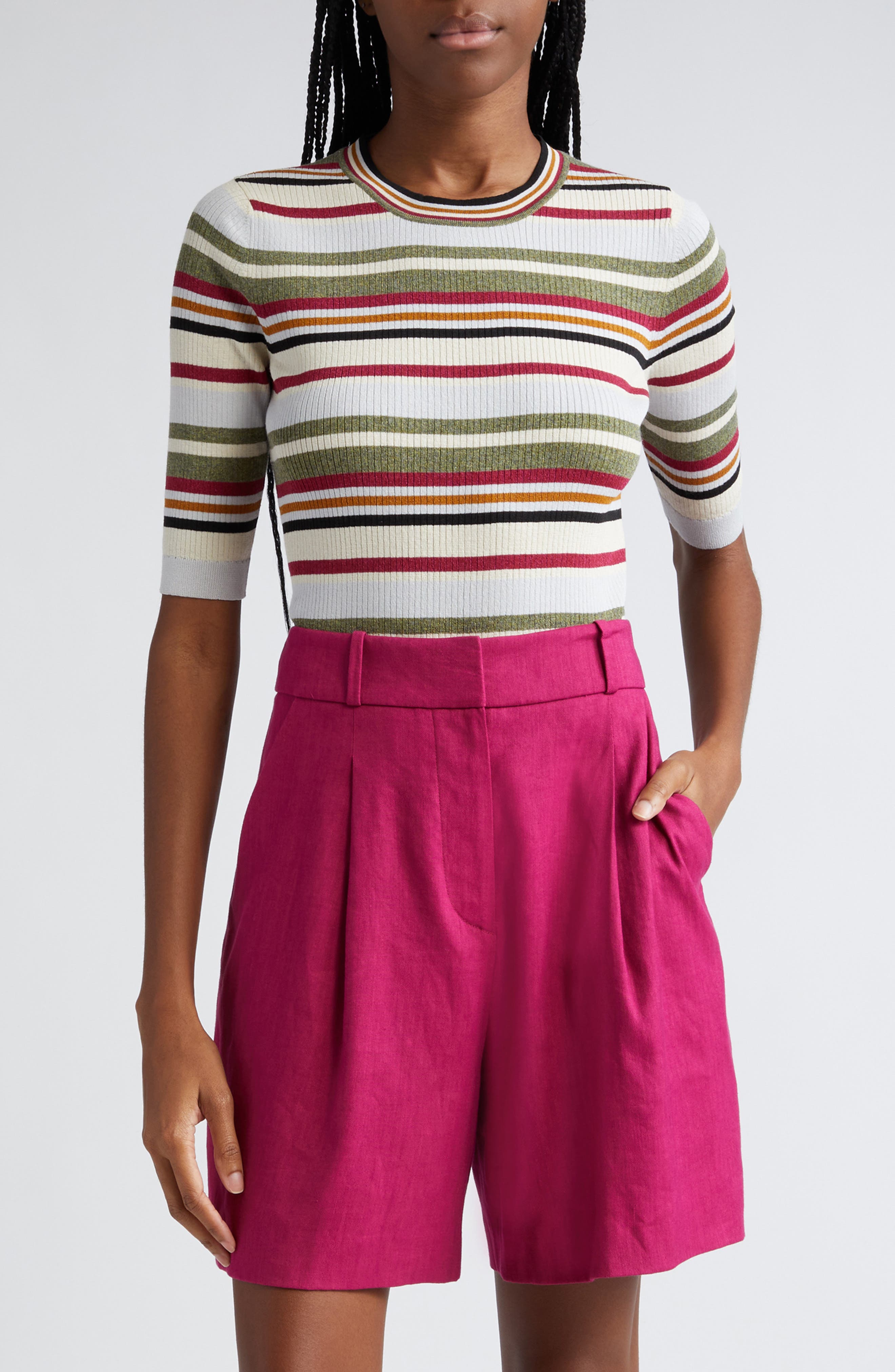 Veronica Beard Kavya Stripe Rib Sweater
