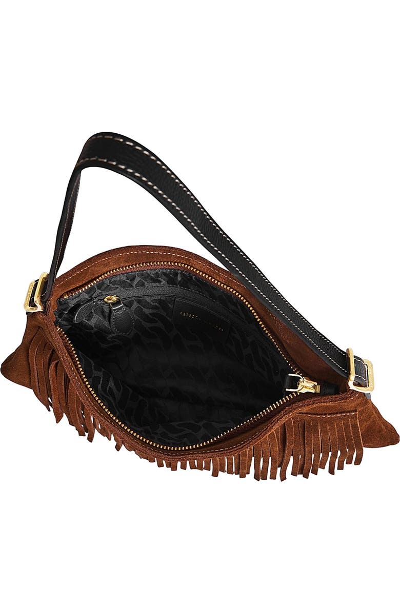 Rebecca Minkoff Fringe Baguette Shoulder Bag, Alternate, color, Cannella/ Black