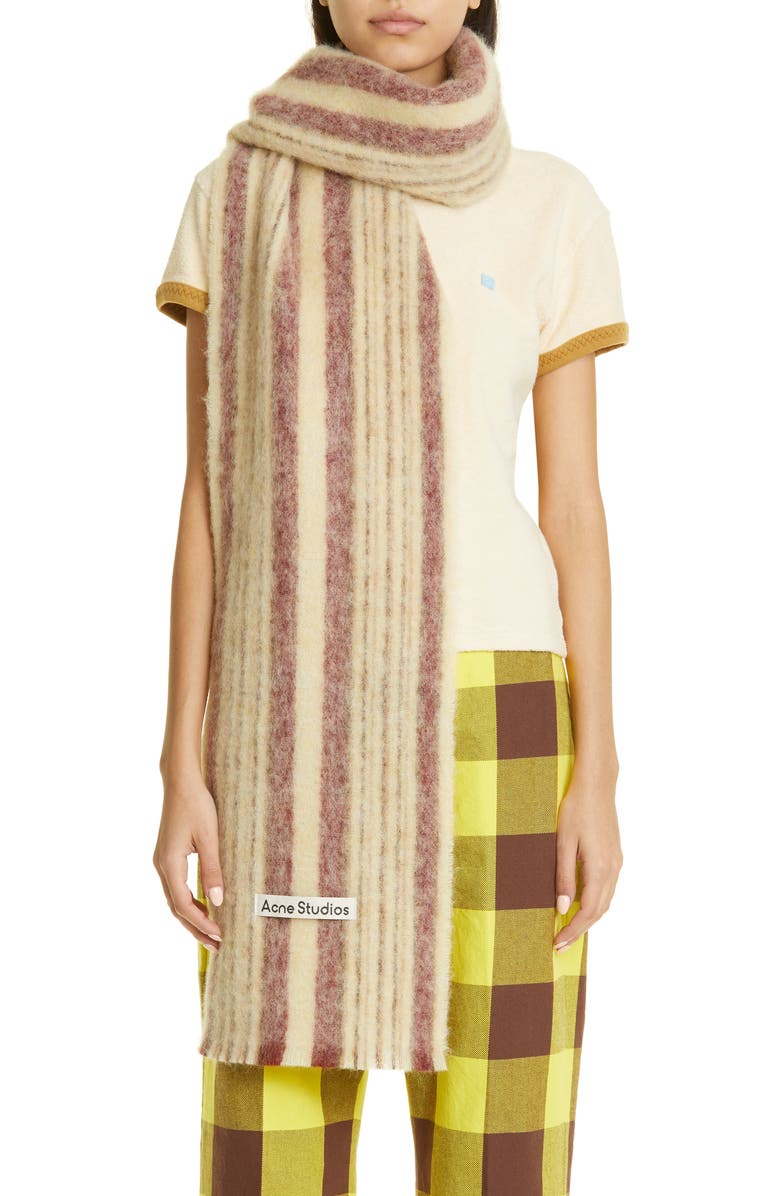 Acne Studios Vellus Stripe Alpaca Blend Scarf, Alternate, color, 