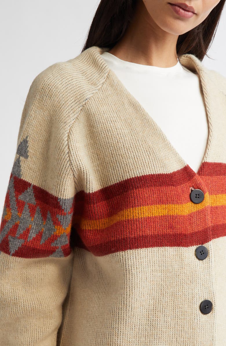 Pendleton Chest Stripe Oversize Lambswool Blend Cardigan, Alternate, color,