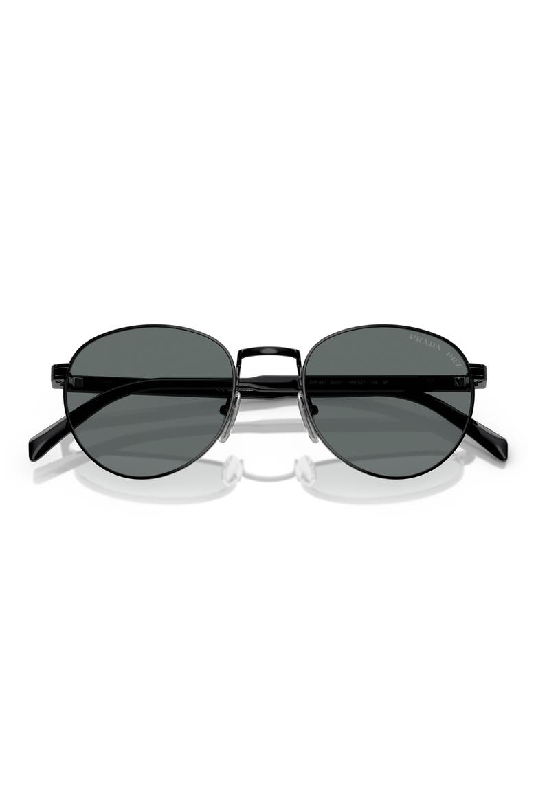 53mm Polarized Oval Sunglasses, Alternate, color, SHINY BLACK