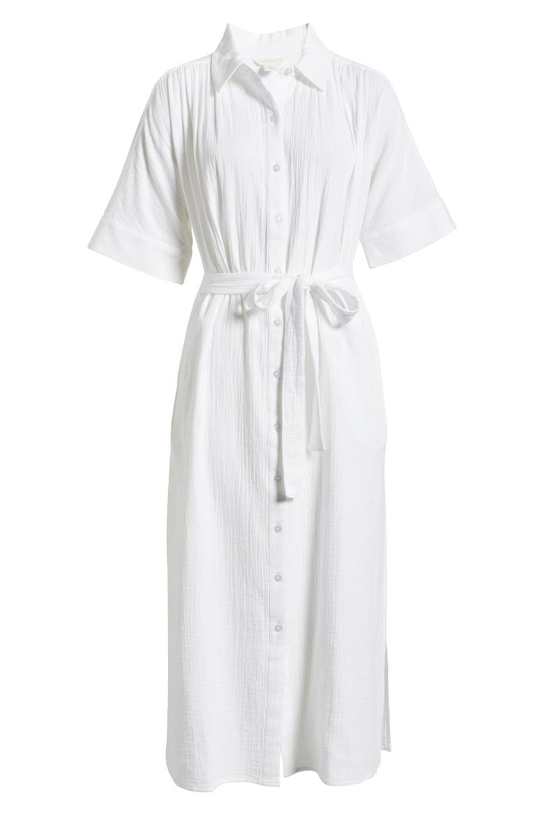 Belted Maxi Shirtdress, Alternate, color, WHITE