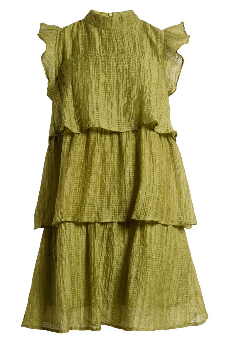 Ruffle Texture Minidress, Alternate, color, GREEN