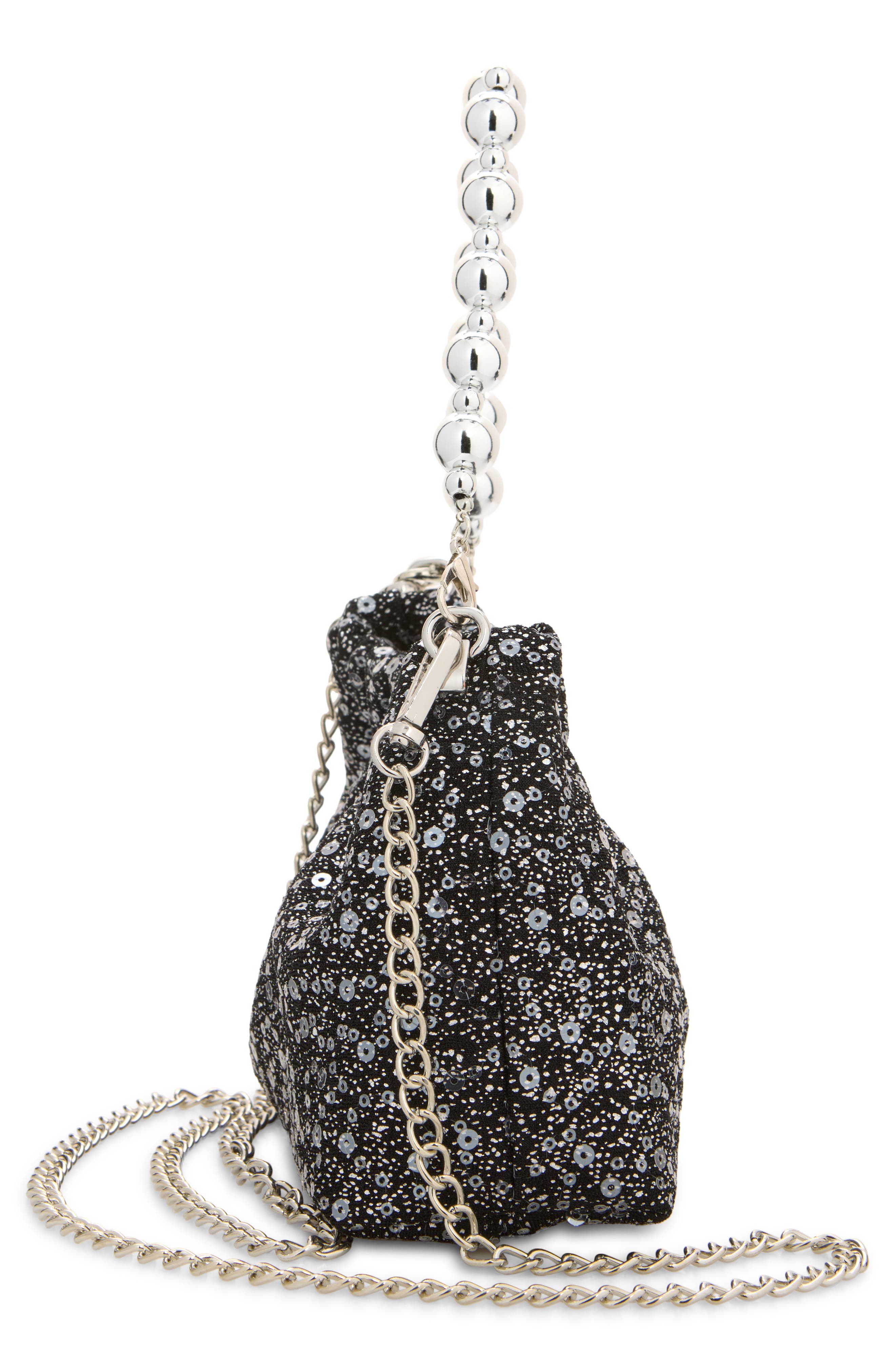 Kids' Glitter Crossbody Bag, Main, color, BLACK