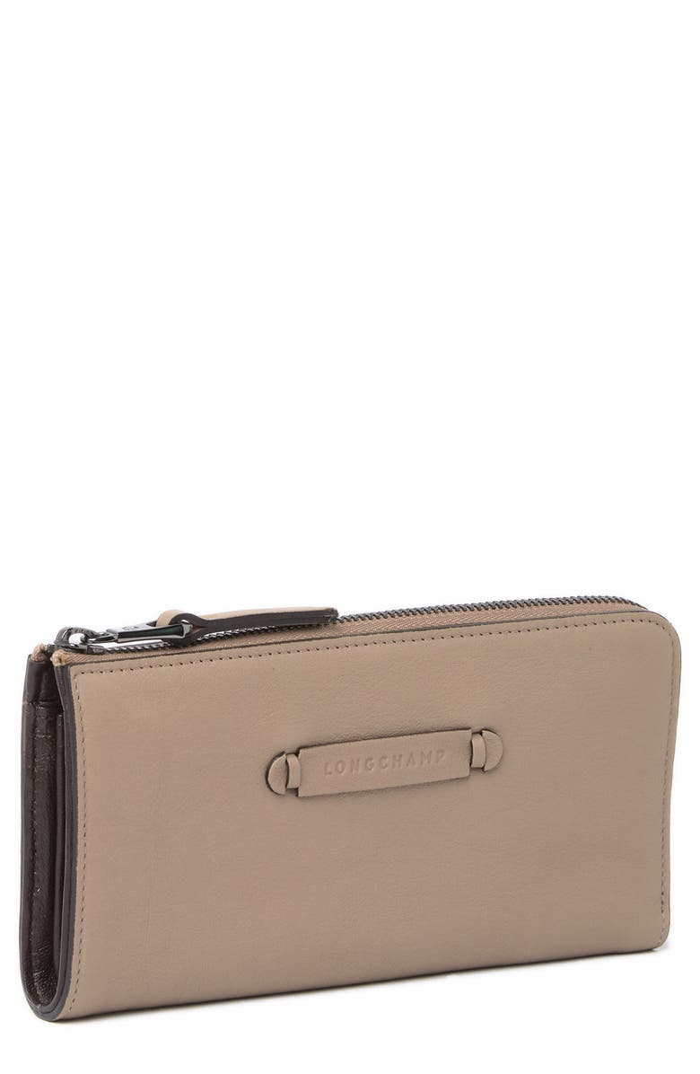 Longchamp Quarter-Zip Leather Wallet, Alternate, color, Mink