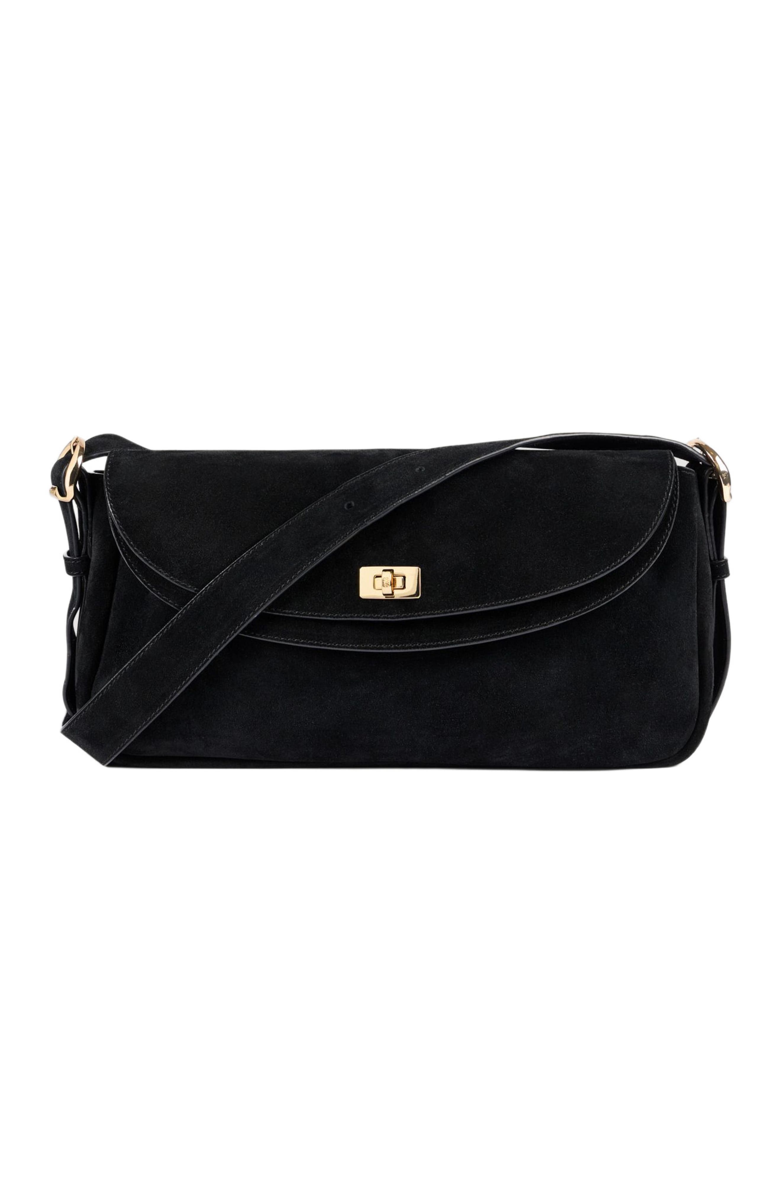 SANDRO LE MAMBO suede bag, Main, color, Black