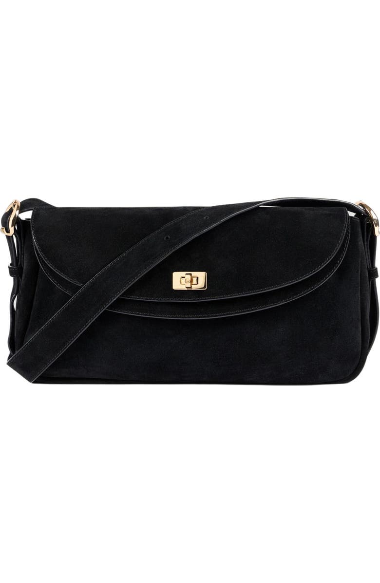 SANDRO LE MAMBO suede bag, Main, color, Black