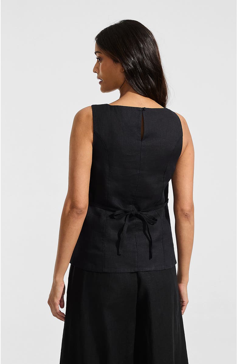 Lands' End Linen Sleeveless Peplum Top, Alternate, color, Black