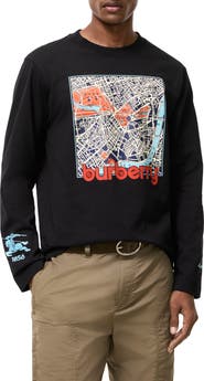 Burberry Long-sleeve London Map Cotton T-shirt