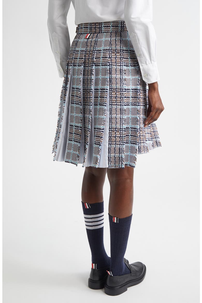 Plaid Drop Back Pleated Tweed Skirt, Alternate, color, SEASONAL MULTI