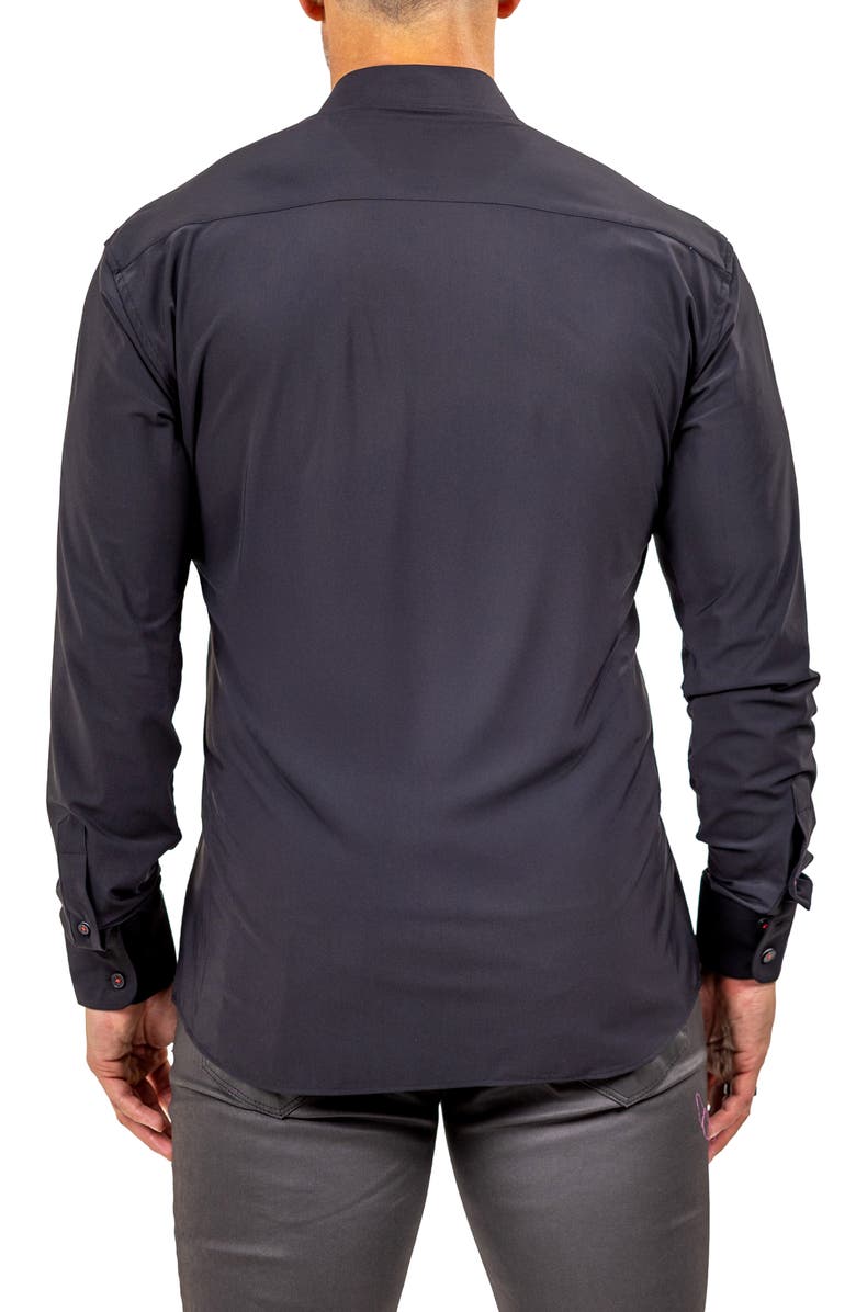 Maceoo Eins Shaped Fit Marthy3013 Black Knit Button-Up Shirt, Alternate, color, Black