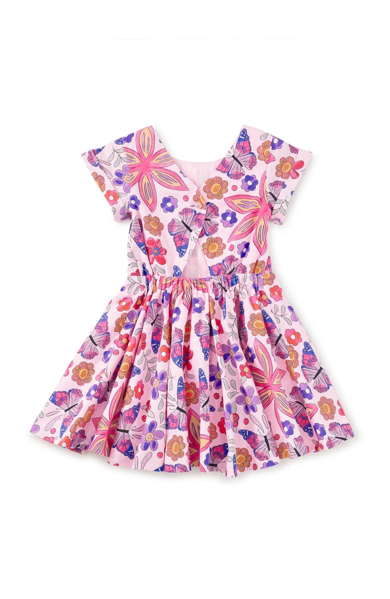 Tea Collection Button Back Skirted Dress, Alternate, color, Butterfly Tile