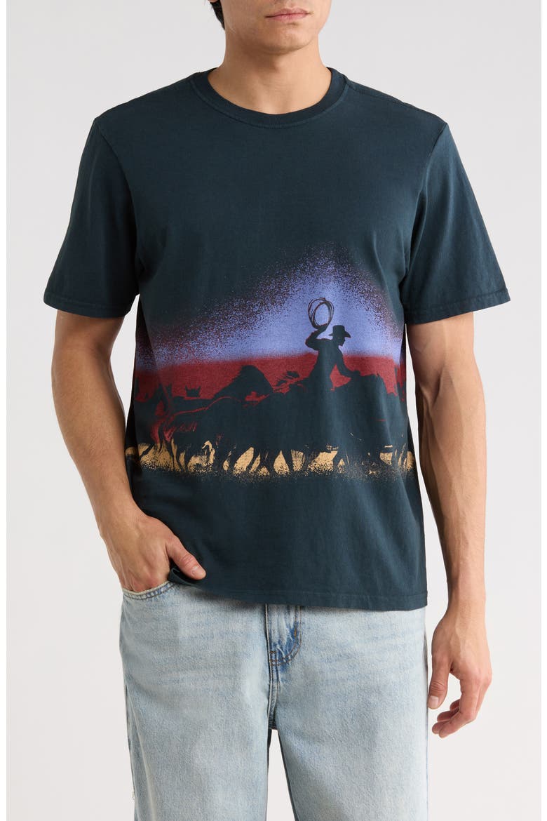 Driftin' Back Cotton Graphic T-Shirt, Main, color, HARD WASHED BLACK
