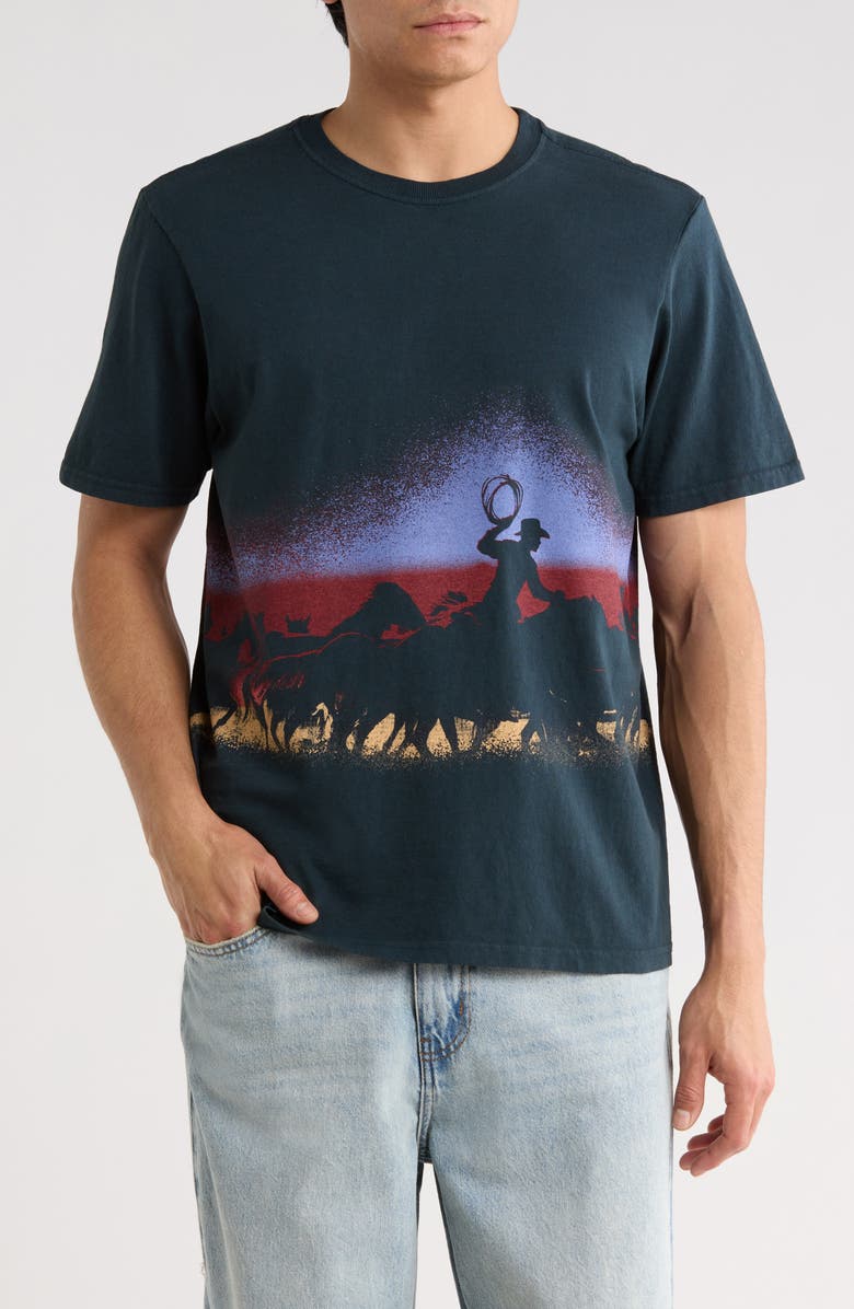 ONE OF THESE DAYS Driftin' Back Cotton Graphic T-Shirt, Main, color, Hard Washed Black