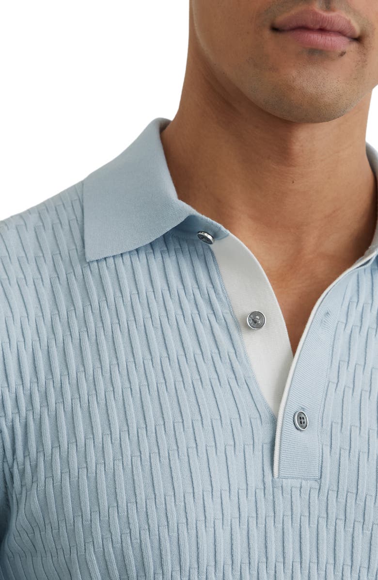 Reiss Era Basket Weave Knit Polo Sweater, Alternate, color, Soft Blue