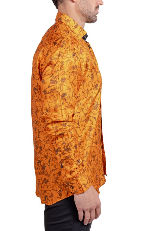 Maceoo Fibonacci Ascension Contemporary Fit Button-up Shirt In Orange