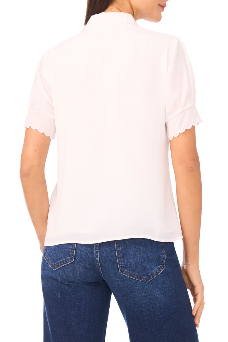 Scallop Short Sleeve Top, Alternate, color, NEW IVORY