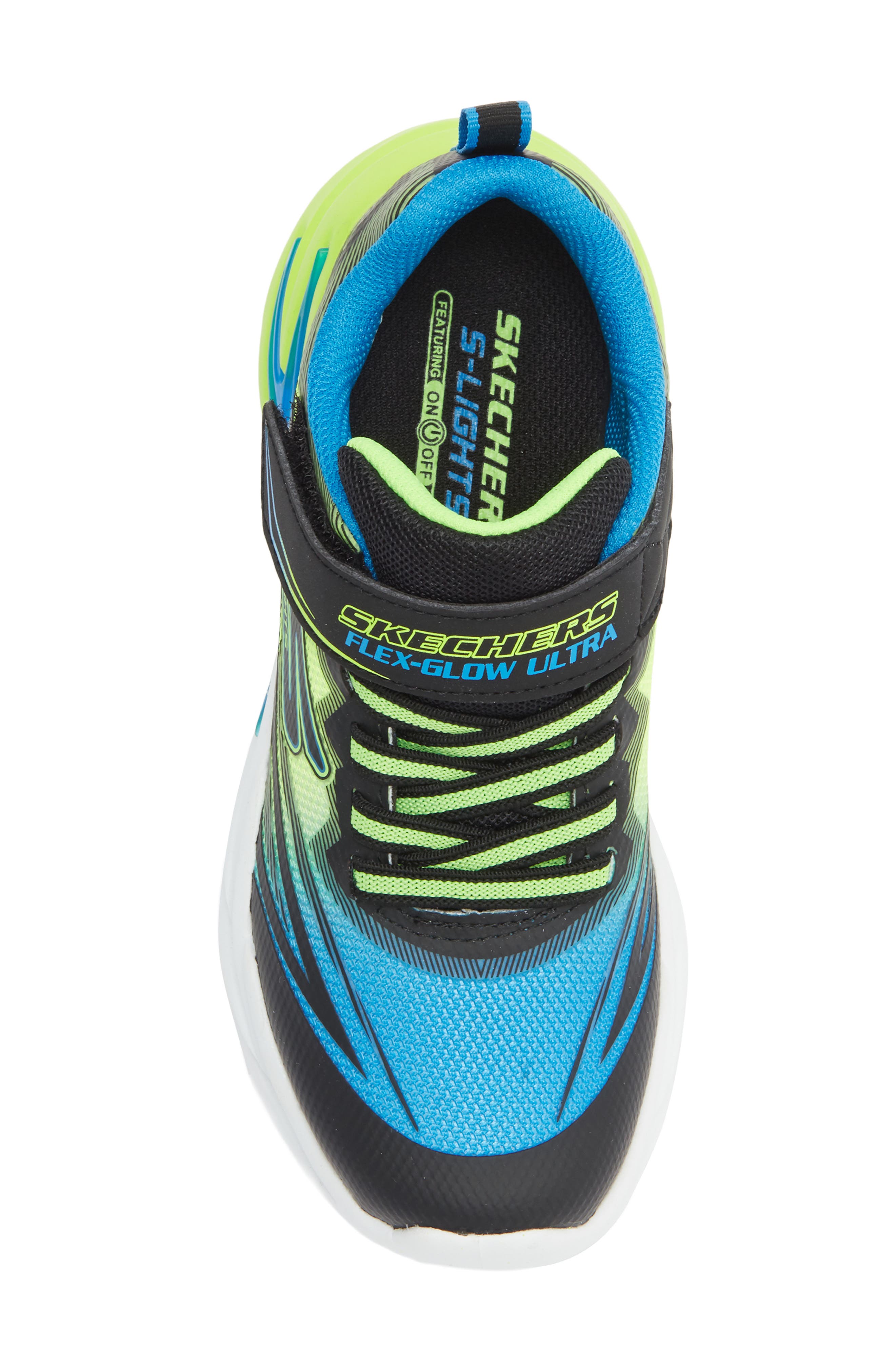 SKECHERS Kids' S-Lights<sup>®</sup> Flex-Glow Ultra Sneaker, Alternate, color, Black/ Blue/ Lime
