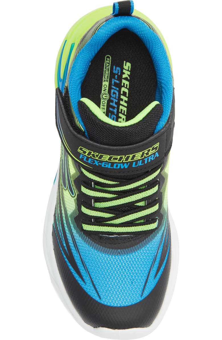 SKECHERS Kids' S-Lights<sup>®</sup> Flex-Glow Ultra Sneaker, Alternate, color, Black/ Blue/ Lime