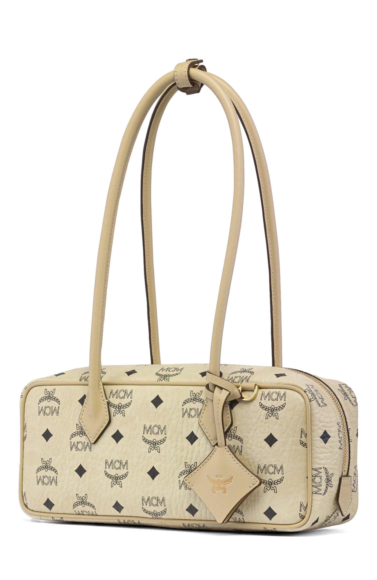 Small Aren East West Shoulder Bag in Visetos, Alternate, color, Beige