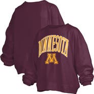PRESSBOX Women's Pressbox Maroon Minnesota Golden Gophers Janise Arch Over Logo Waist Length Oversized Pullover Sweatshirt