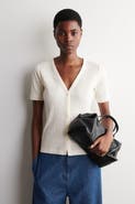 COS Pointelle-knit Short-sleeved Cardigan
