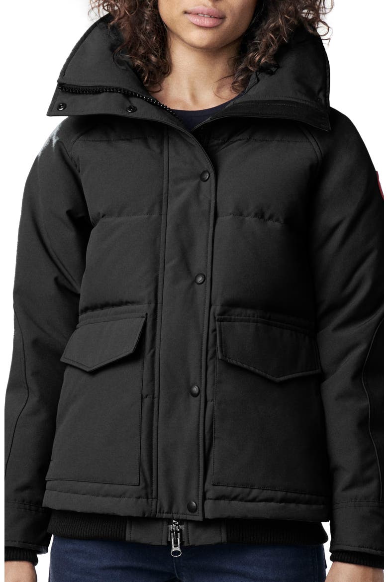 Deep Cove Arctic Tech Water Resistant 625 Fill Power Down Bomber Jacket, Main, color, BLACK