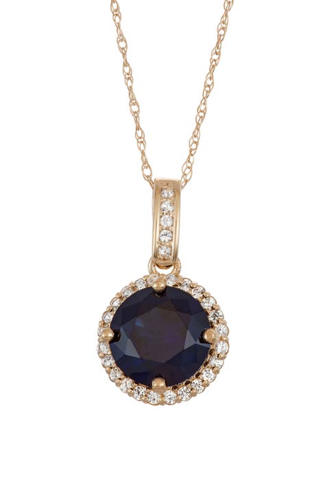 10K Gold Halo Stone Medallion Pendant Necklace