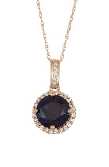 Fzn 10k Gold Opal & Lab Created White Sapphire Pendant Necklace In Blue
