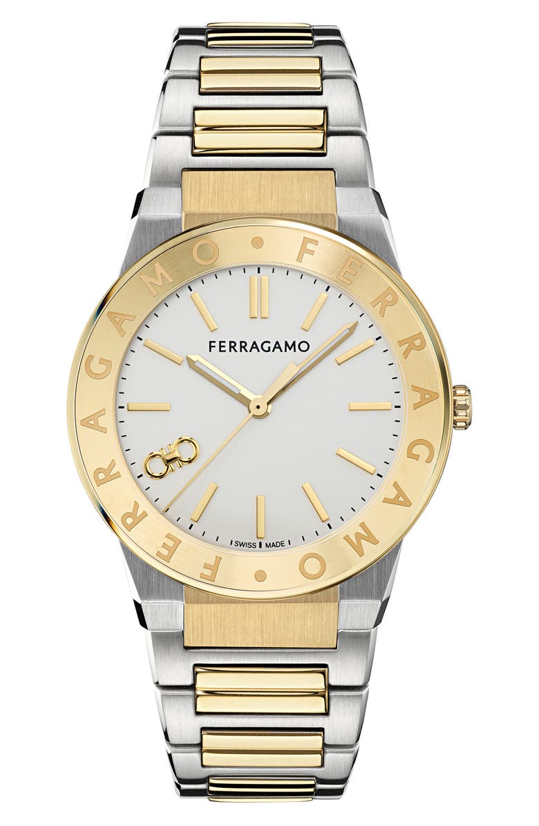 FERRAGAMO Logo Two-Tone Bracelet Watch, 41mm, Main, color, Two Tone