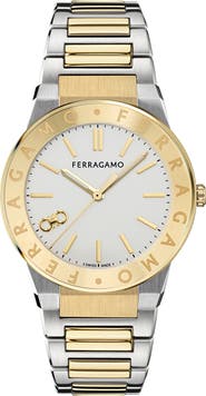 FERRAGAMO Logo Two-Tone Bracelet Watch, 41mm