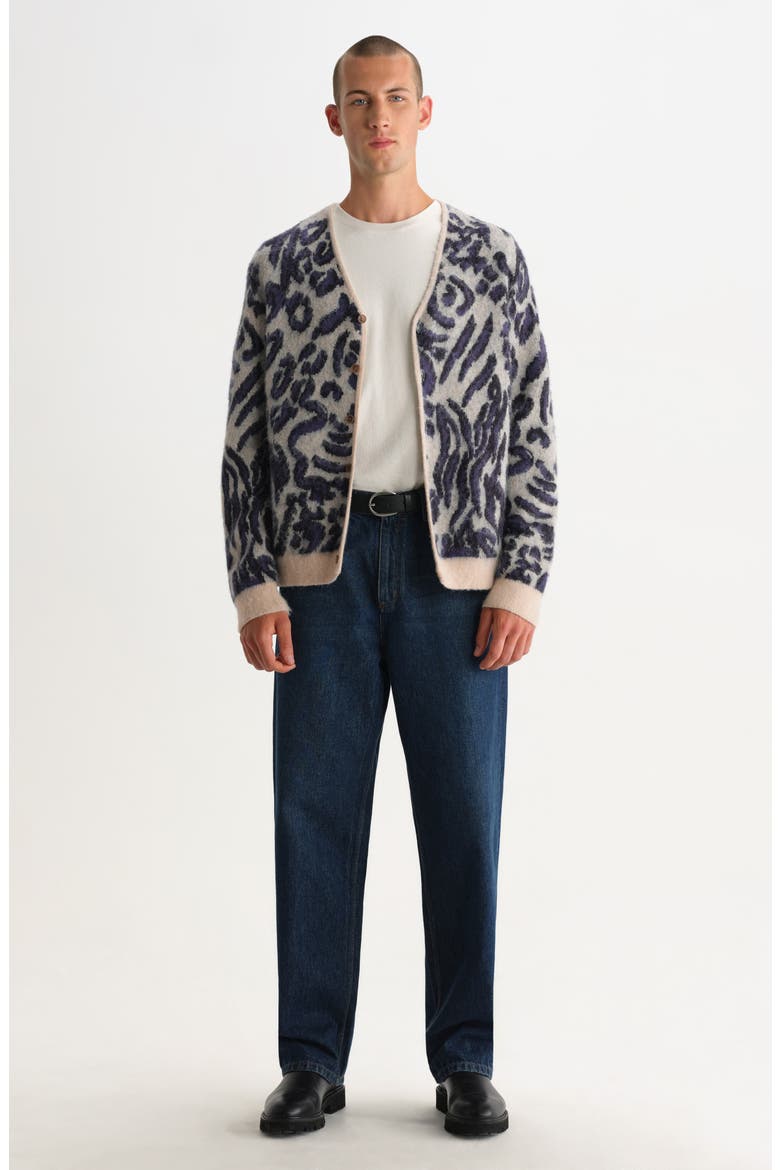 Alban Abstract Animal Cardigan, Alternate, color, ECRU / NAVY