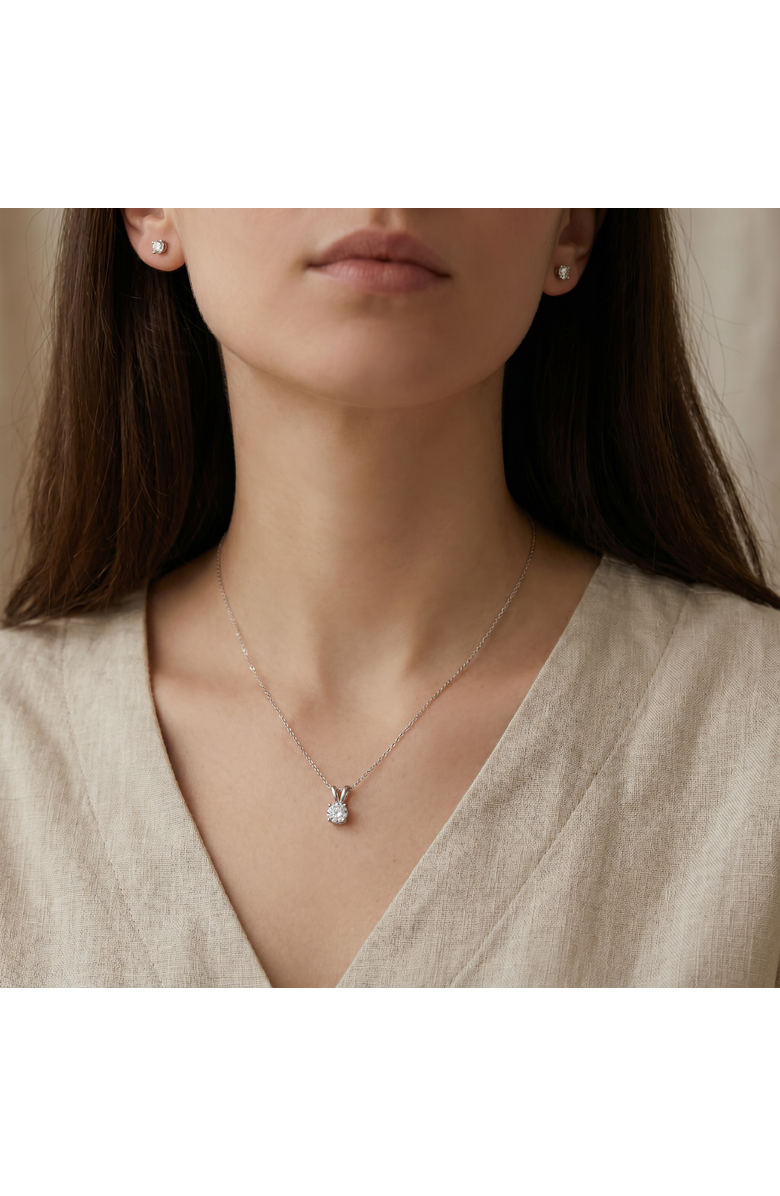 Bliss Diamond 1/2Ct TW Diamond Solitaire Necklace Studs Set 14K Gold Lab Grown, Alternate, color, White Gold