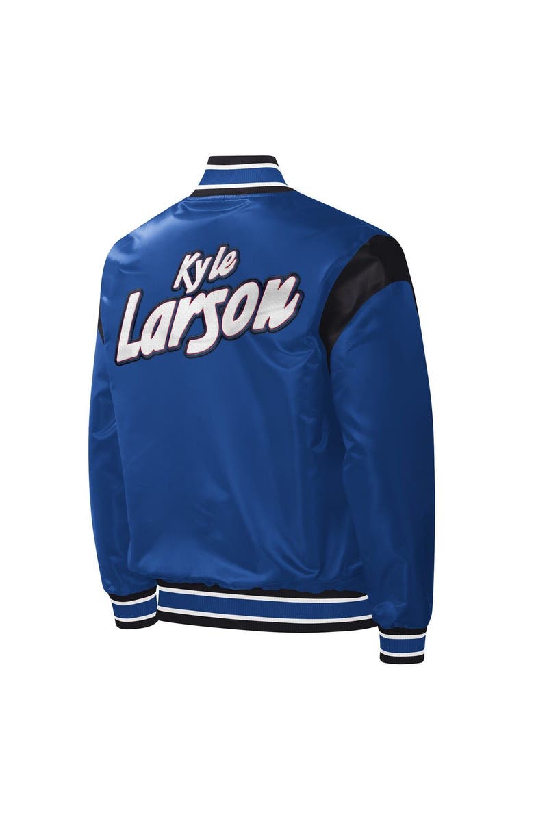 STARTER Men's Starter Royal Kyle Larson Force Play Full-Snap Varsity Jacket, Alternate, color, Royal