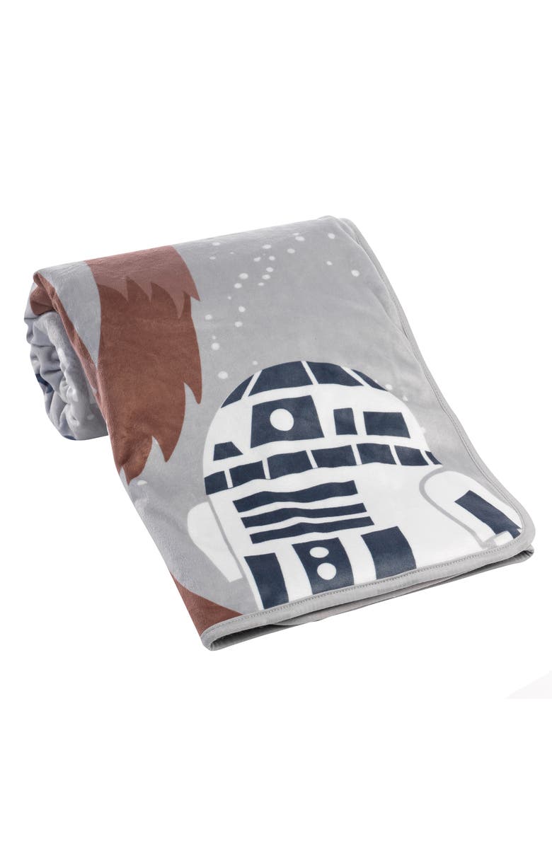 Lambs & Ivy Star Wars Rebels R2D2/C-3PO/Chewbacca Soft Faux Shearling Baby Blanket, Alternate, color, Gray