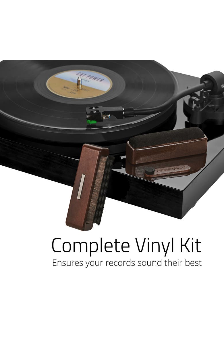 Fluance Vinyl Record Cleaning Kit with Anti-Static, Velvet & Stylus Brushes, Alternate, color, Natural Walnut