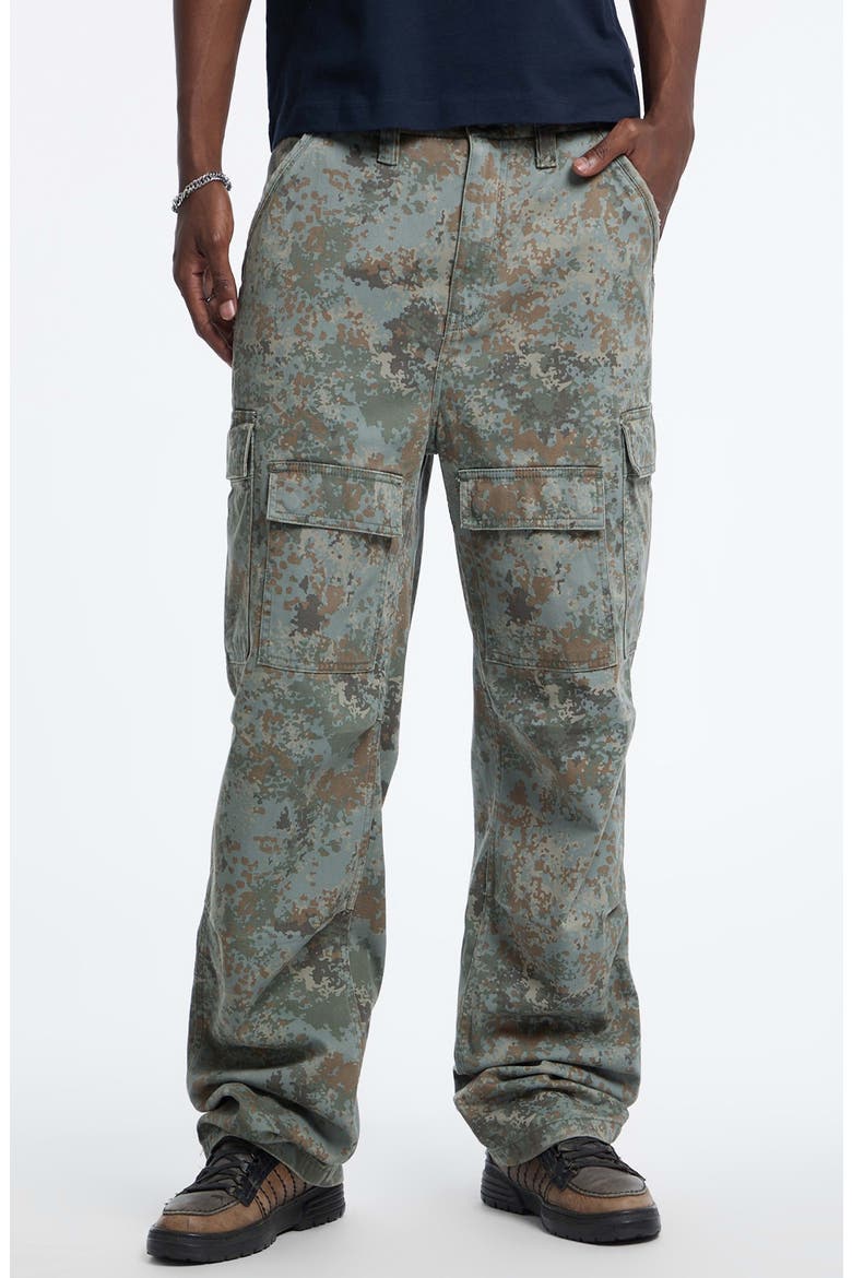 Camo Relaxed Fit Cotton Twill Cargo Pants, Main, color, GREY