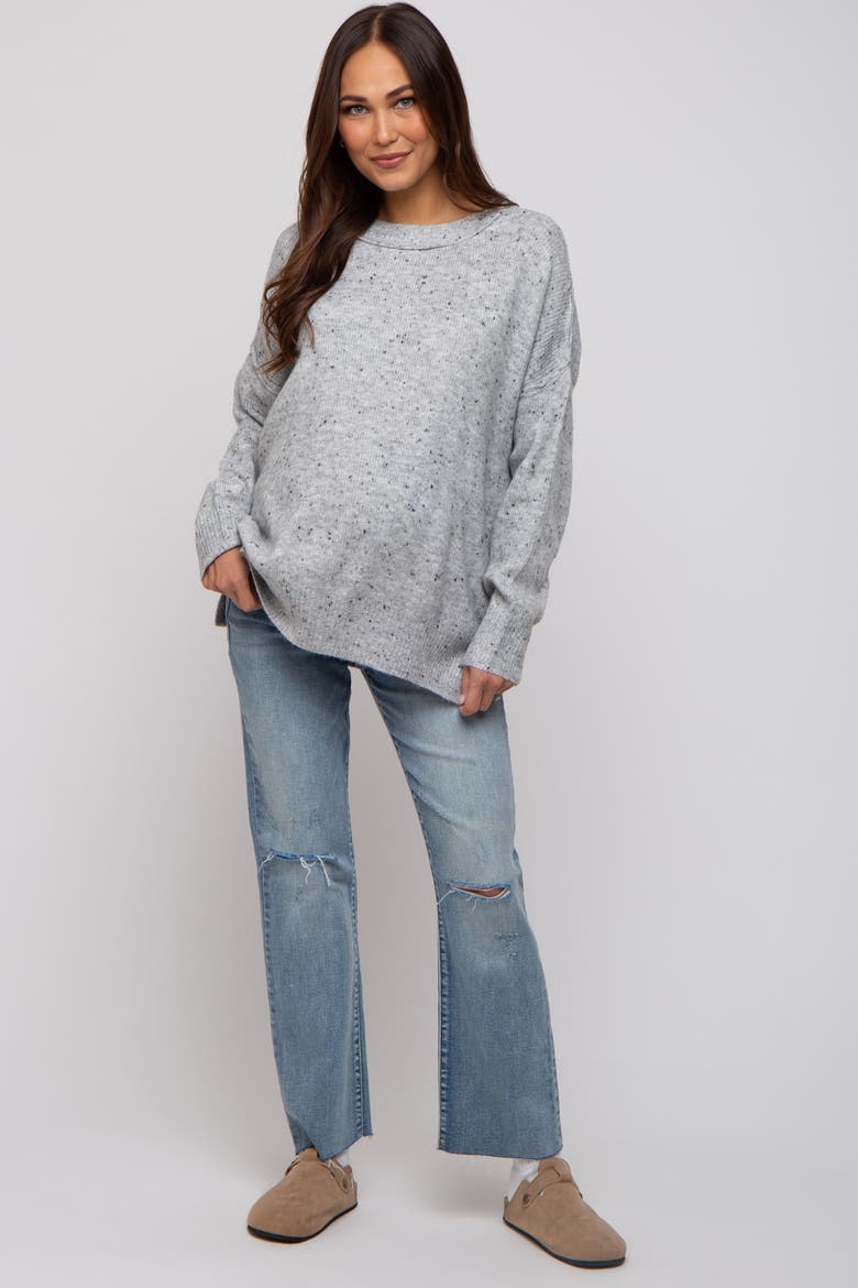 Speckled Knit Sweater, Alternate, color, Grey