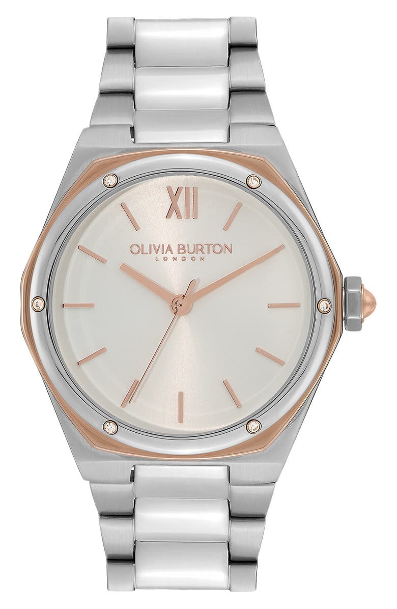 Olivia Burton Sports Luxe Hexa Bracelet Watch, 33mm, Main, color, White
