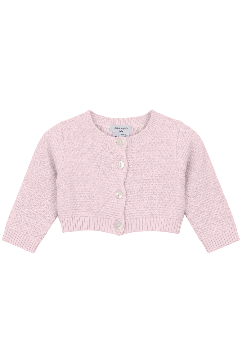 Girl Popcorn Knit Cropped Shell Button Cardigan, Main, color, Pretty Pink