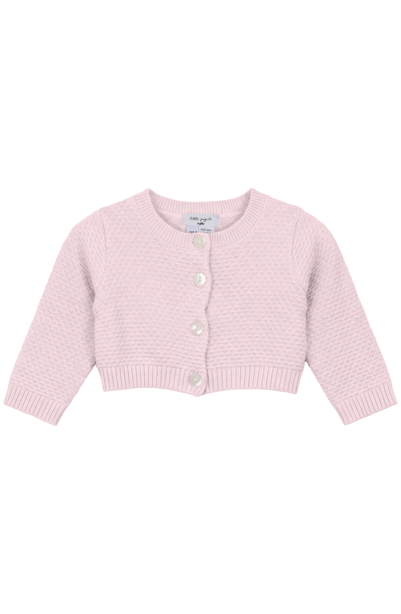 Little Fragile Girl Popcorn Knit Cropped Shell Button Cardigan, Main, color, Pretty Pink