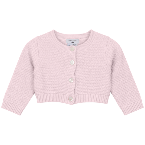 Girl Popcorn Knit Cropped Shell Button Cardigan (Toddler)
