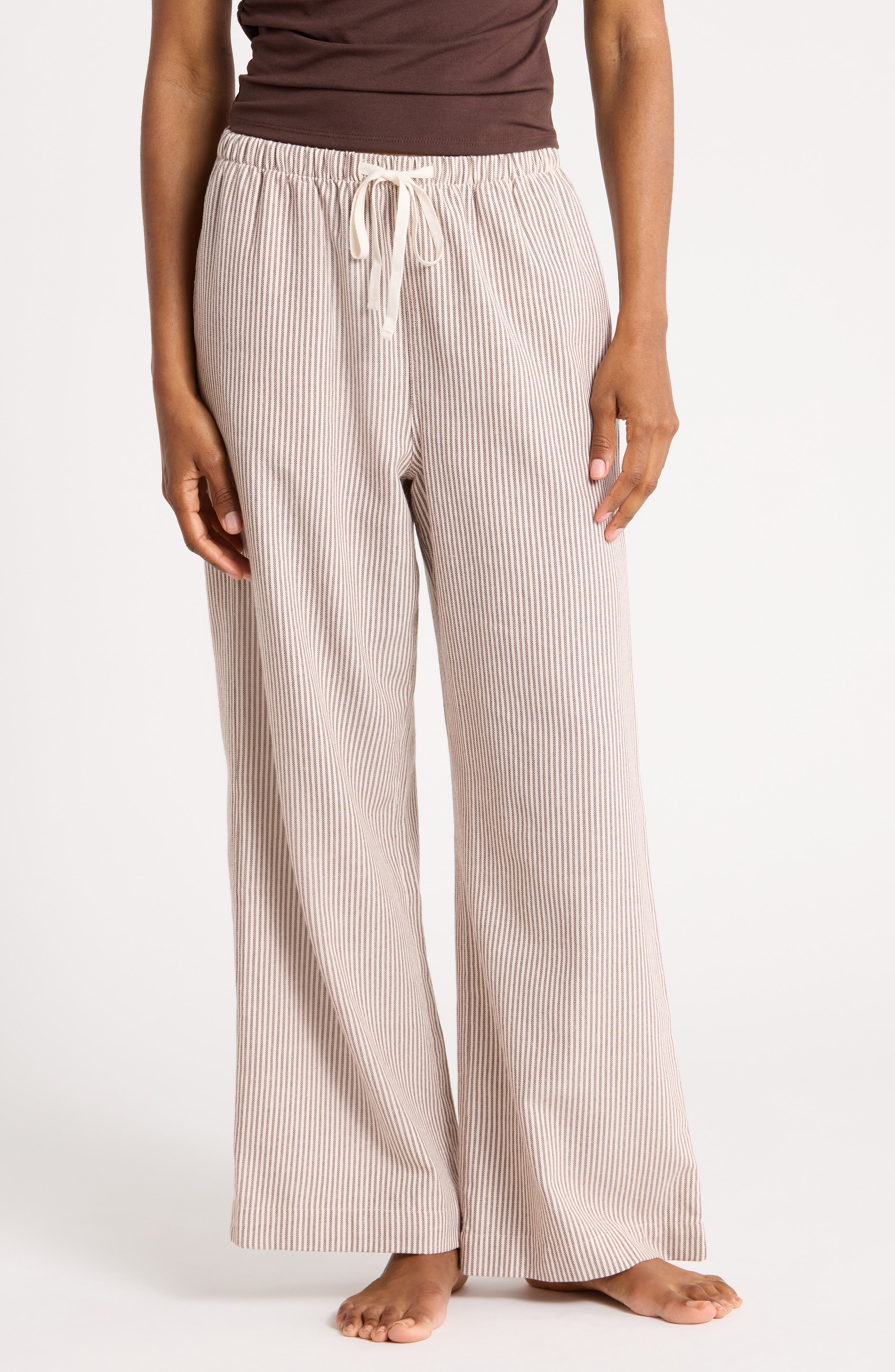 IVORY- BROWN SKINNY STRIPE
