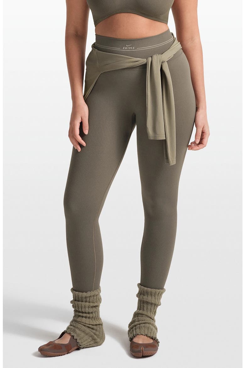 Ribbed Seamless High Waist Leggings, Main, color, DUSTY OAKMOSS/ DUNE